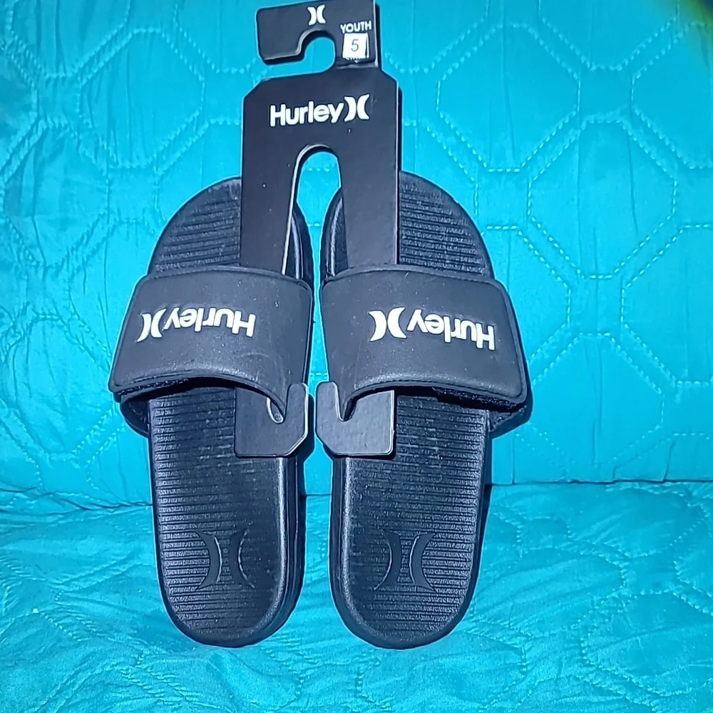 New Hurley Bane-V Slip On Sandal Beach Slide Shoes Black Or Navy 5y 7 Womens‎
